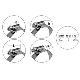 Schlauchschelle / Schneckenantriebsklammer (W2), Breite 9 mm, 12-22 mm, DIN 3017 (10 Stk.)